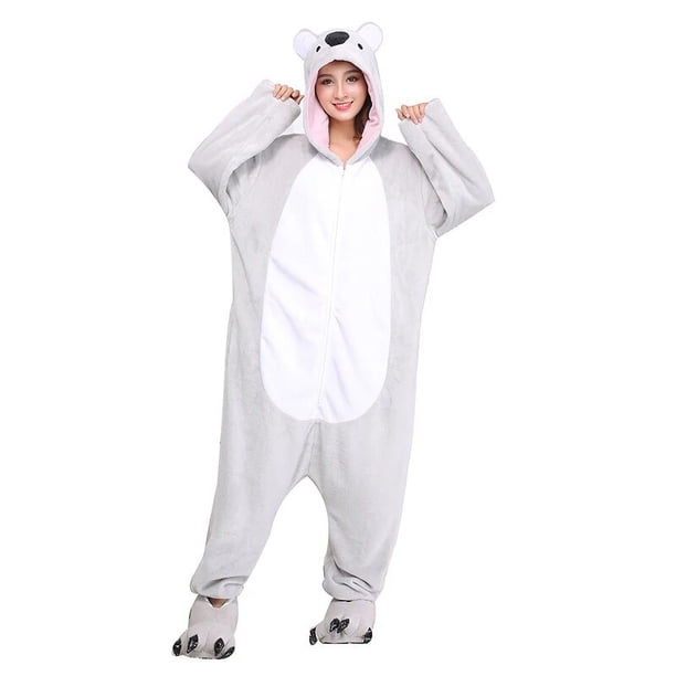 Kigurumi-Pijama de Koala gruesa para mujer, traje de Cosplay de una pieza con cremallera trasera para adultos, navidad, Halloween