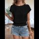 thumbnail image 4 of Blusa Informal Elegante con Mangas y Dobladillo Fruncido para Mujer, Color Negro, Talla S, 4 of 8