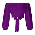 thumbnail image 7 of Elainilye Fashion Long Sleeve Tops for Women Casual Summer T-neck Puff Sleeve Solid Color Shirt Top Blouse,Purple, 7 of 7