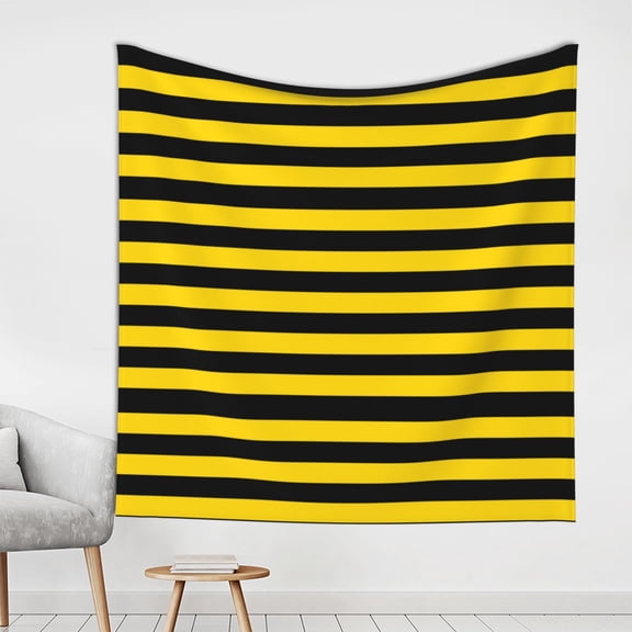 Yellow-Black-Bee-Stripes Tapestry Wall Hanging For Bedroom Dorm Art Home Office Decoration 59(W) X59(L) Inch