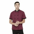 thumbnail image 2 of TOPTIE Veste de Chef à Manches Courtes Rouge Légère à Boutons Uniforme de Chef, 2 of 9