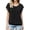 Black, variant on Ruffle Short Sleeve Tops for Women Lightweight Thin Casual Crew Neck Front Pleated Blouses Loose Flowy Dressy Elastic Banded Hem Solid Color Tshirts XXL