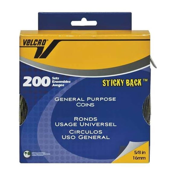 Reclosable Fastener, Disc, Rubber Adhesive, 3/4 in, Beige, 200 PK