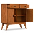thumbnail image 5 of Simpli Home Draper 36 inch Wide Solid Wood Mid Century Modern Entryway Storage Cabinet in Teak Brown, 5 of 13