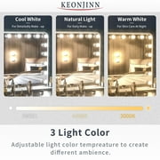 Keonjinn Hollywood Makeup Mirror Black Vanity Mirror with Lights, 23x18 Large Bedroom Makeup Mirror with Lights 15 Replaceable LED Bulbs Dimmable 3 Color Lighting Modes