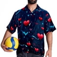 thumbnail image 4 of Valentine's Day Love ECG Men's Spread Collar Tops, Casual Button Down Shirts for Summer Beach, Printed Short Sleeve Shirts - Unisex, 4 of 6