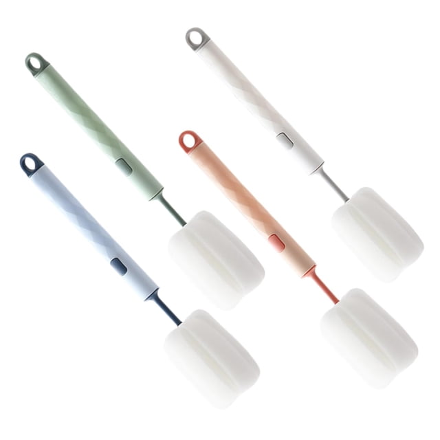 Cepillo para limpieza de botellas BATHVEVE, 4 unidades con esponja de mango largo