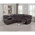 thumbnail image 3 of Benjara Qox Power Reclining Sectional Sofa Set- USB Port- Bonded Leather- Brown, 3 of 7