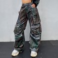 thumbnail image 1 of Pantalones de mezclilla de trabajo con grafiti, de moda, holgados, con múltiples bolsillos y para uso industrial pesado, 1 of 5