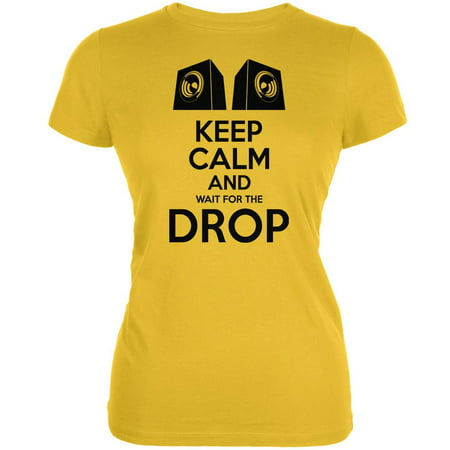 EDM Keep Calm And Wait For The Drop Bright Yellow Juniors Soft