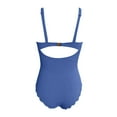 thumbnail image 6 of XUELUO One Piece Swimsuit Women Summer Solid Color Round Neck Ruffled Strappy Sleeveless Ribbed Retro Elastic Slim Swimwear Bathing Suits,Blue,XS, 6 of 6
