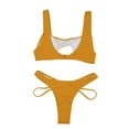 thumbnail image 6 of Womens Swimsuits Solid Color Elastic Bandage Sexy Hollow Out Brazilian Tow Piece Brazilian Bikini Sets For Women Swimwears Holiday Wear,Yellow,M, 6 of 7