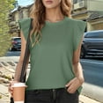 thumbnail image 2 of Summer Tops Women's Fashion Casual Short Sleeved T Shirt Round Neck Solid Color Loose Top Vest 1 Athletic Tops for Women Loose Fit Business Shirts Women Neck Top Camisole Tall Clothes Ball Green L, 2 of 9