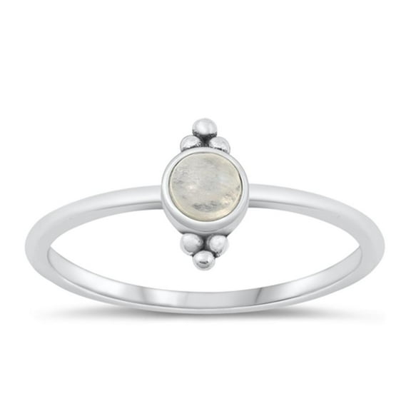 White Simulated Opal Bali Ring .925 Chic Sterling Silver Band Cubic Zirconia Jewelry Female Size 5