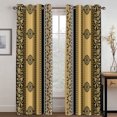 thumbnail image 4 of 2 Panels Bohemian Style Gold Black Stripe Curtains Moroccan Style Living Room Bedroom Balcony Kids Room Window Decor, 4 of 7