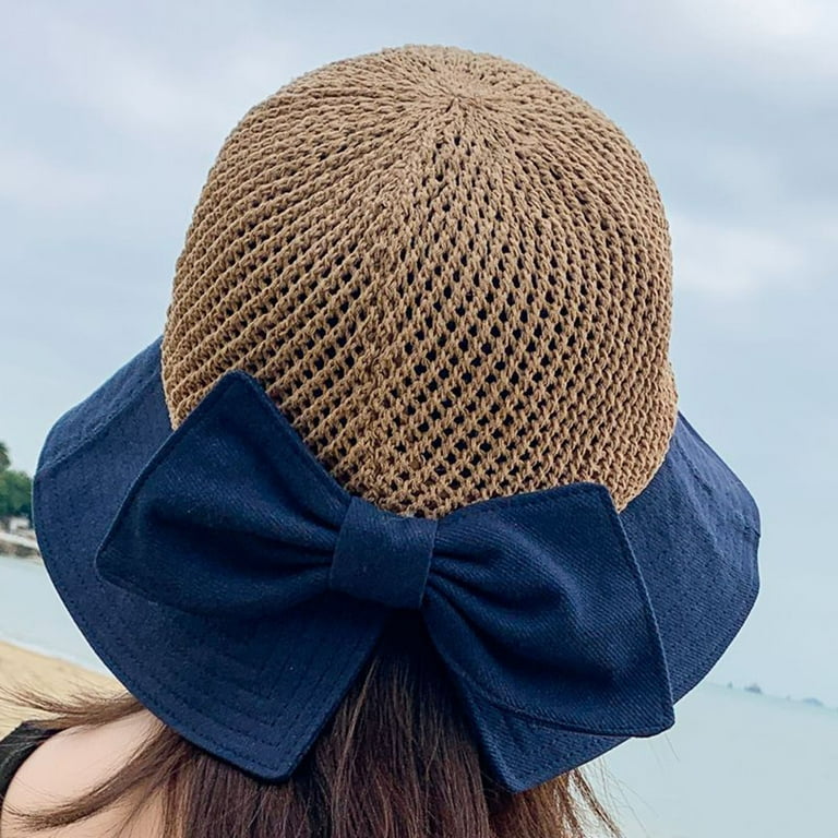 Pgeraug Baseball Caps Bowknot Knitting Stitching Hollow Breathable Sun Hats  for Women Navy