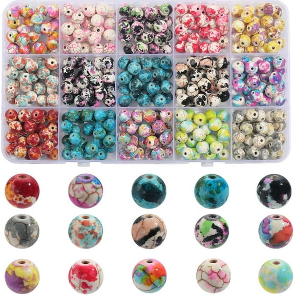 1 Box 375Pcs 15 Styles Turquoise Beads Colorful Stone Beads Bulk Round Dyed Small Hole Gemstone Loose Spacers for Jewelry Making DIY Craft Supplies Necklace Bracelet Women Adults