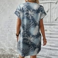 thumbnail image 4 of Casual Dresses For Womens Summer Floral Print Crew Neck Short Sleeve Pockets Loose Casual Shirt Dress Daily-Wear, 4 of 6