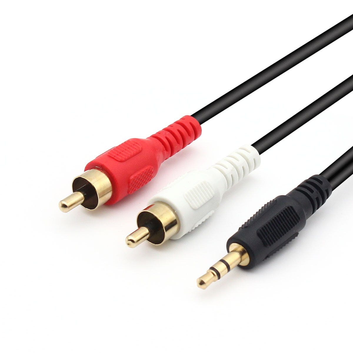J&D Cavo Audio Stereo 3,5 mm Jack Maschio a 2 RCA Maschio, Guscio in Rame Placcato Oro, Cavo RCA per Smartphone, Lettore MP3 e Tablet, 0,3 m