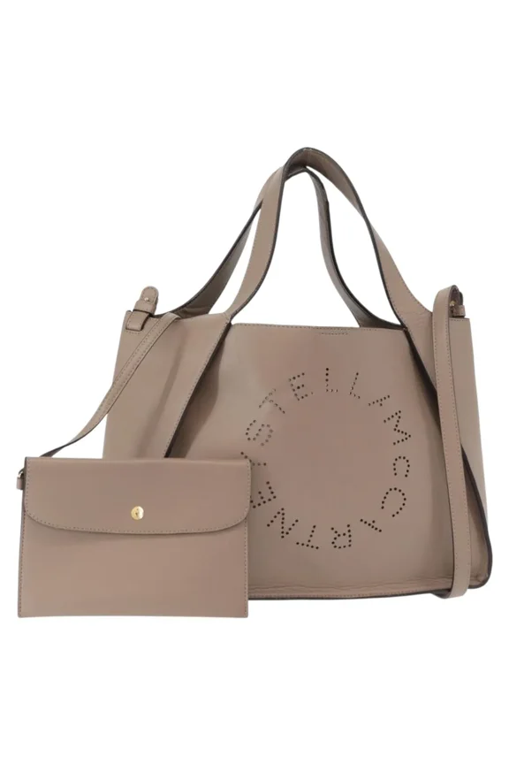 Pre-Owned Stella Mccartney Alter Tote Perforated Faux Leather Beige Synthetic Tote Bag Bag