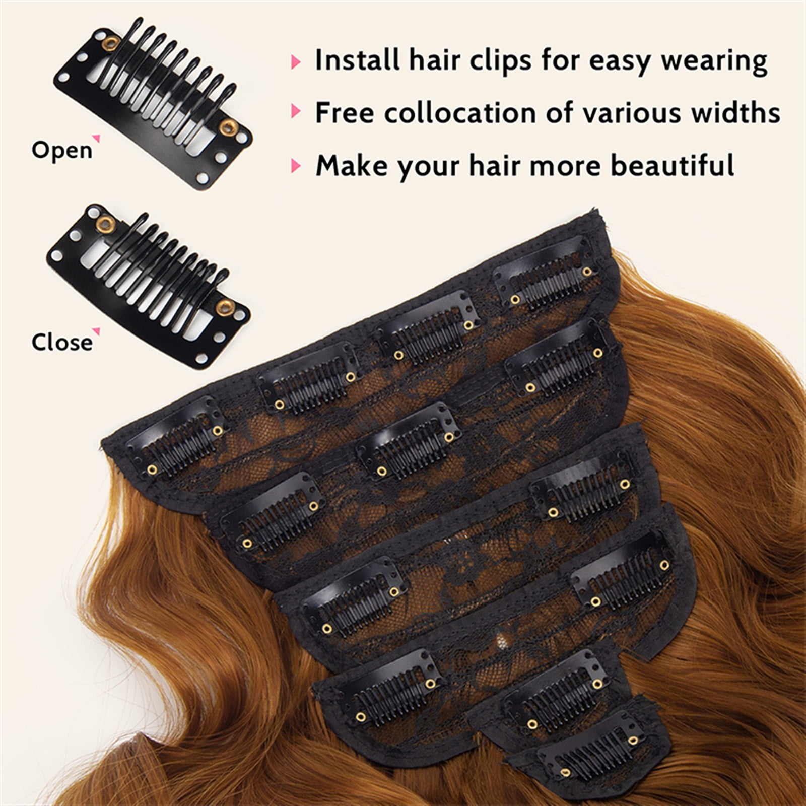 6PCS Synthetic Hairpiece Long Wavy Clip In Hair Extensions Orange Red Fiber Hairpieces Long Thick Wavy Hair Extensions for Women