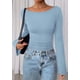 thumbnail image 5 of Top corto de manga larga PRETTYGARDEN para mujer en azul claro, 5 of 9