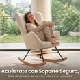 thumbnail image 2 of Mecedora Silla Sillón Reclinable Terciopelo Moderno Individual Blanco, 2 of 9