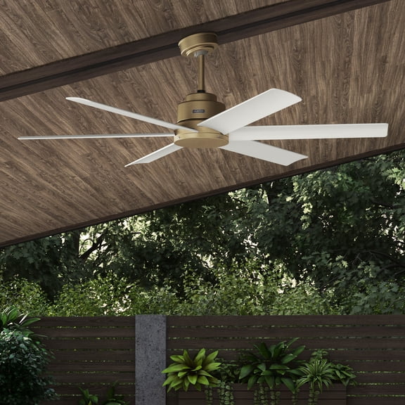 Hunter 60 inch Kennicott ENERGY STAR® Luxe Gold Damp Rated Ceiling Fan and Handheld Remote