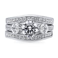 thumbnail image 2 of BERRICLE Sterling Silver 3-Stone Wedding Engagement Rings 1.25 Carat Round Cut Cubic Zirconia CZ Ring Set for Women, Rhodium Plated Size 10, 2 of 13