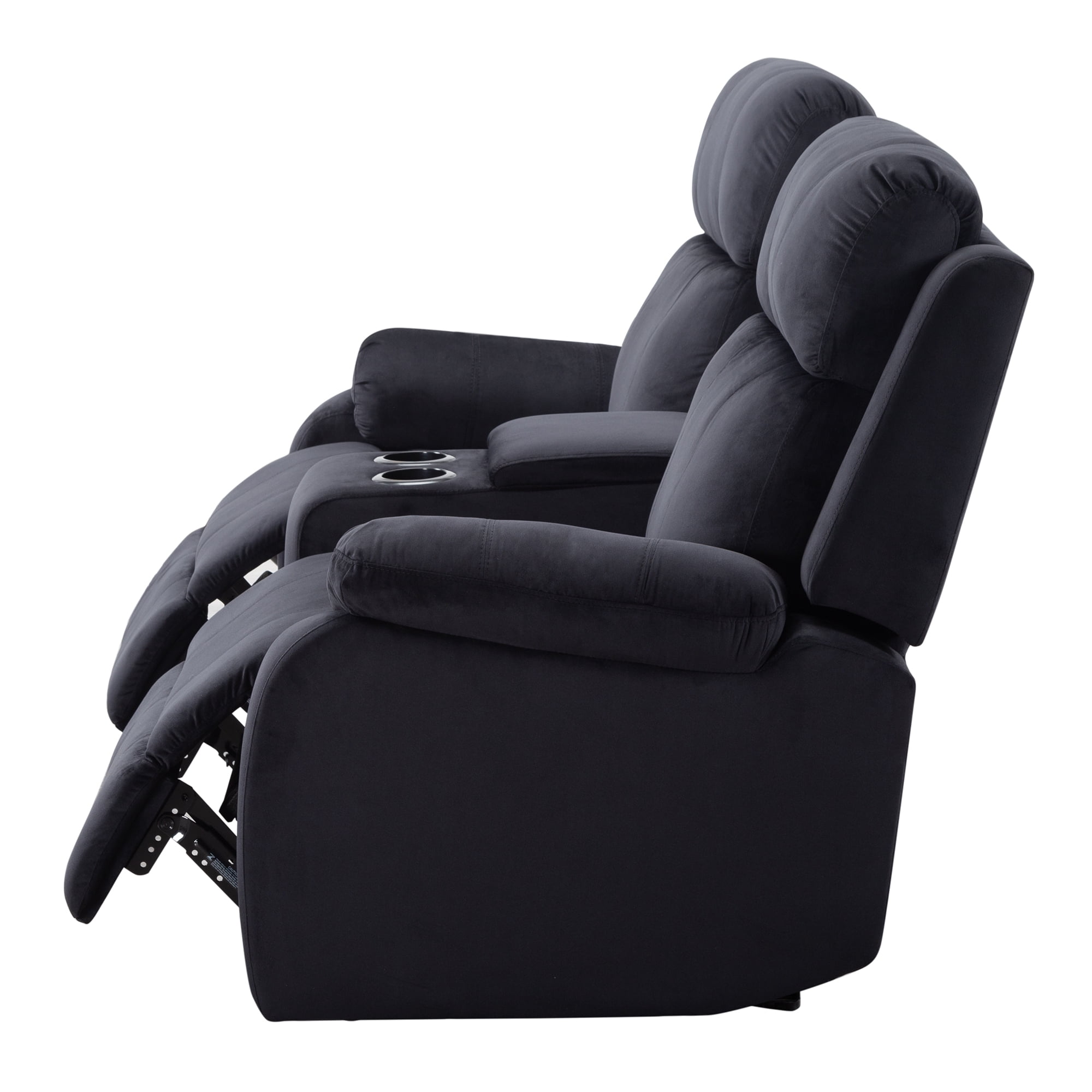 Kadyn 2-Seater Manual Recliner Living Room Set, Sectional Recliner Sofa Set with Storage Table and 2 Built-In Plastic Cup Holders, Recliner Chair Sofa Set for Your Home, Black Kadyn 2-Seater Manual Recliner Living Room Set, Sectional Recliner Sofa Set with Storage Table and 2 Built-In Plastic Cup Holders, Recliner Chair Sofa Set for Your Home, Black