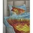 thumbnail image 2 of Ambesonne Fish Fitted & Top Sheet Set with Sham, Stained Glass Mosaic Fish Art, Orange and Blue, 2 of 4