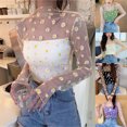 thumbnail image 2 of [clark] moda mujer casual o-cuello de manga larga impreso suelto señoras tops camisaspangjing, 2 of 4