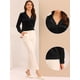 thumbnail image 2 of Camiseta de manga larga con cuello en V de terciopelo retro para mujer Negro S, 2 of 5