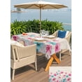thumbnail image 5 of Outdoor Tablecloths with Umbrella Hole & Zipper, Blue Pink Flowers Rectangle Tablecloth 52x70 Inch, Spring Garden Floral Rustic Burlap Waterproof Table Cloth, Patio/Pool/Picnic Table Covers, 5 of 8