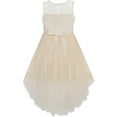 thumbnail image 3 of Girls Dress Beige Sequined Tulle Hi-lo Wedding Party Dress 6 Years, 3 of 6