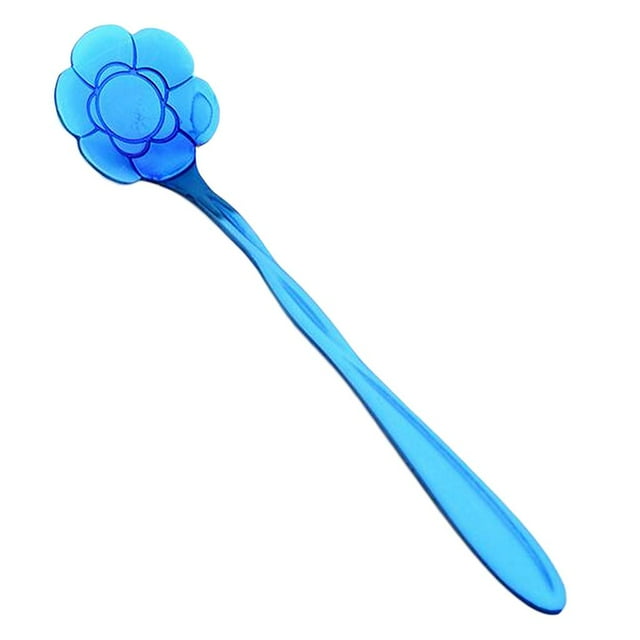 Cuchara de acero inoxidable, cuchara para mezclar, cuchara para helado, cuchara para té helado, cuchara para café, cuchara para postre, cuchara para batido, 12,5 cm Azul 7