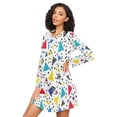 thumbnail image 3 of FORMRS Womens Long Sleeve Nightgowns Crew Neck Sleep Shirt Soft Pajamas Sizes S-3XL, Colorful Triangles, 3 of 8