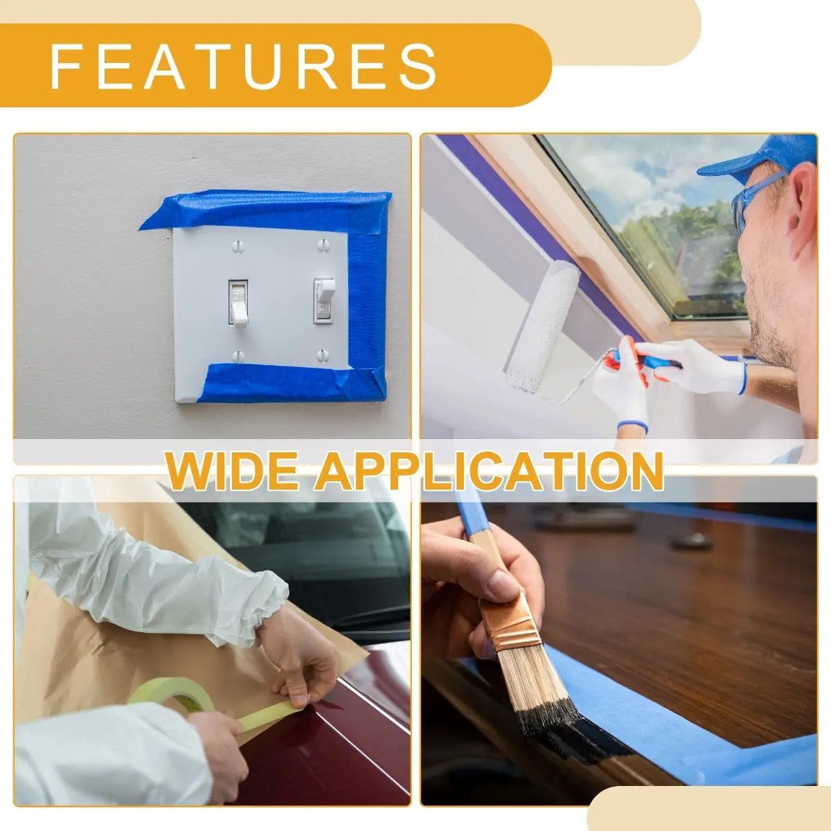 Applicable to 1 x 2 Inch x 60.1 White Crepe Paper Masking Tape