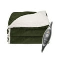 thumbnail image 1 of Sunbeam Couverture Chauffante Réversible en Sherpa/vison Royal, Olive, 3 Réglages de Chaleur, 1 of 8