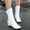 White, variant on CALAFEBILA Womens Casual Shoes Brown Fold-Over More Wear High-Heeled High-Heeled Short