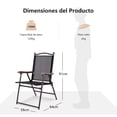 thumbnail image 3 of Costway Conjunto de 2 Sillas Plegables para Patio con Apoyabrazos Sillas de Comedor Portátiles para Terraza Piscina Jardín 64 x 58 x 91 cm, 3 of 10