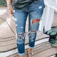 thumbnail image 4 of Bigersell Butt Lifting Jeans Jeggings Clearance Ladies Jeans High Waisted Flare-Leg Denim Pants Button Closure Washed Ripped Pull On Jeans Female Fitted Mid Waist Long Pants Style J-239 Blue XL, 4 of 6