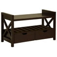 thumbnail image 3 of Tavia Shoe Storage Bench with Drawers & Open Shelf, Cherry Wood, 3 of 4