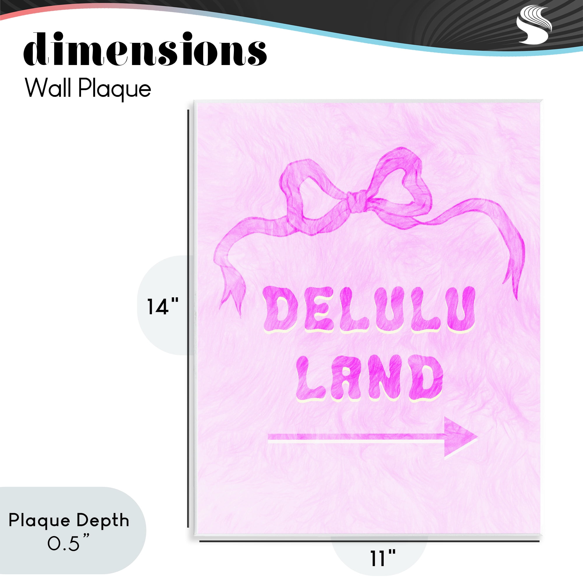 Stupell Industries Delulu Land Feminine Ribbon Wall Plaque Art, design by Ziwei Li