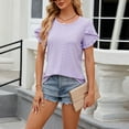 thumbnail image 3 of Womens Fashion Casual Top O Neck T Shirts Summer Short Sleeve Casual Loose T Shirts Top Long Sleeves for Women Women Shirt Workout Womens Top Stretch Shirt Thin Tee Shirts Women Fashion Womens T Shirt, 3 of 5
