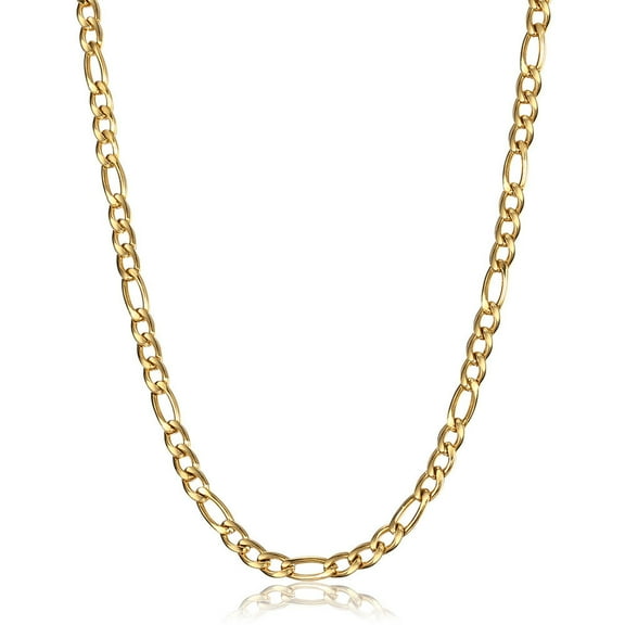 2mm 18inch Figaro Chain Gold Plated Stainless Steel Necklace Women Men