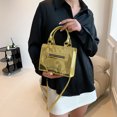 thumbnail image 2 of Bolsos de cuero con relieve de cocodrilo para mujer Bolso de hombro con asa superior (dorado), 2 of 4