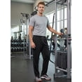 thumbnail image 5 of Xidunhg Men's Black Sweatpants, Grey Contrast Side Stripe, Quick Dry Straight Leg Gym Casual Pants with Zipper Pockets, 5 of 10
