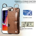 thumbnail image 2 of Allytech Wallet Case for iPhone 8 Plus/7 Plus, [Card Slot] [Ring Buckle] [Adjustable Wristband with Snap Buckles] Premium PU Leather Kickstand Shockproof Case Cover for Women Men - Brown, 2 of 10