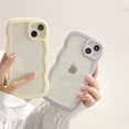 thumbnail image 2 of Qltypri compatible with iPhone 13/iPhone 14(6.1 inch) case, cute curly wave frame clear case for girls women, transparent soft silicone TPU bumper shockproof protective phone cover case-White, 2 of 6